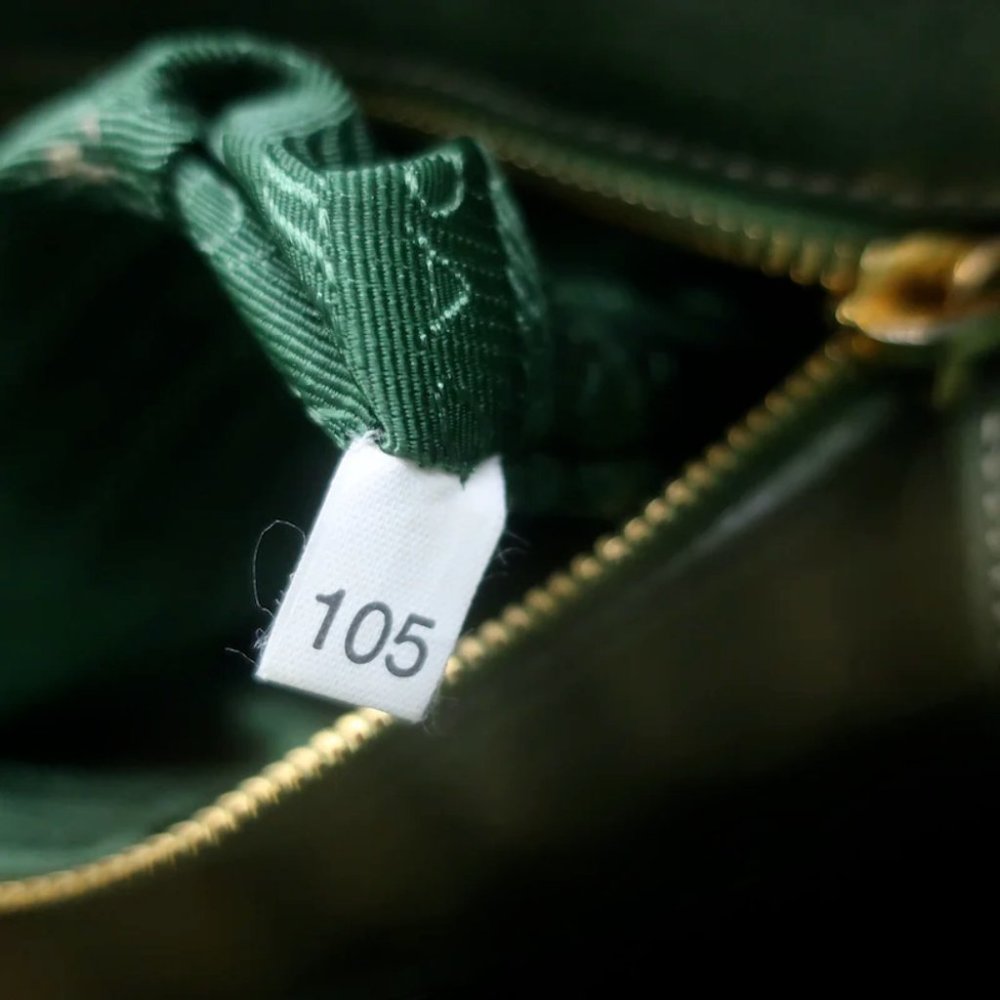 Prada Tessuto Gaufre Braided Handle Satchel Green Nylon Medium Crossbody Bag - Picture 12 of 12